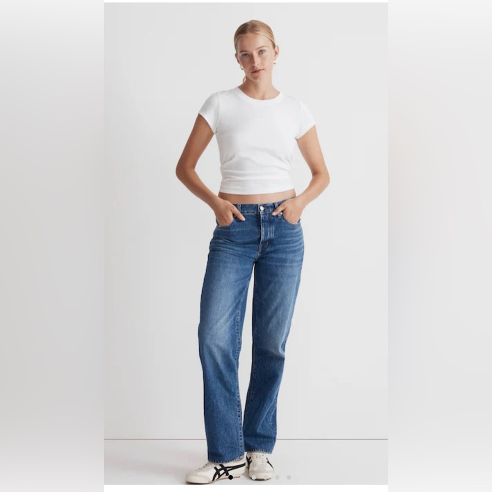 MADEWELL low slung straight jeans size 26T in Palmina Wash